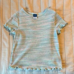 Old Navy Kids' Ruffle Sleeve Top - Green and Pink Stripes